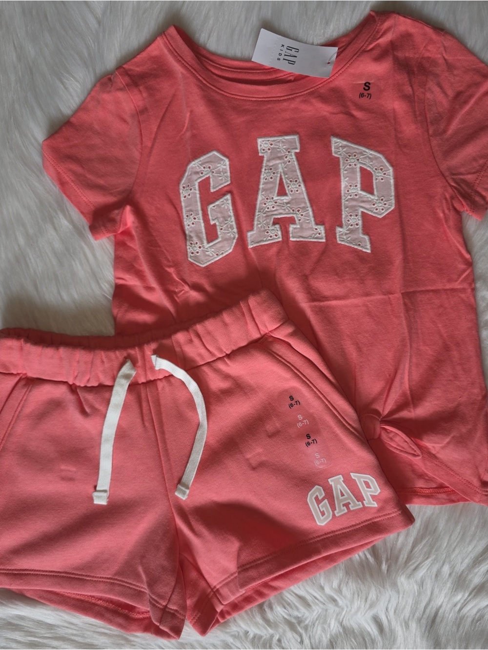 GAP Coral Pink Logo Tee and Shorts Set